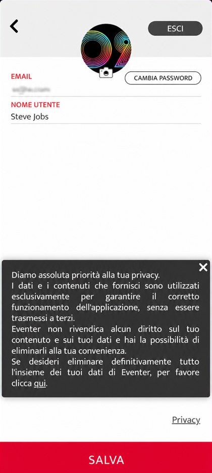 link per eliminare i dati