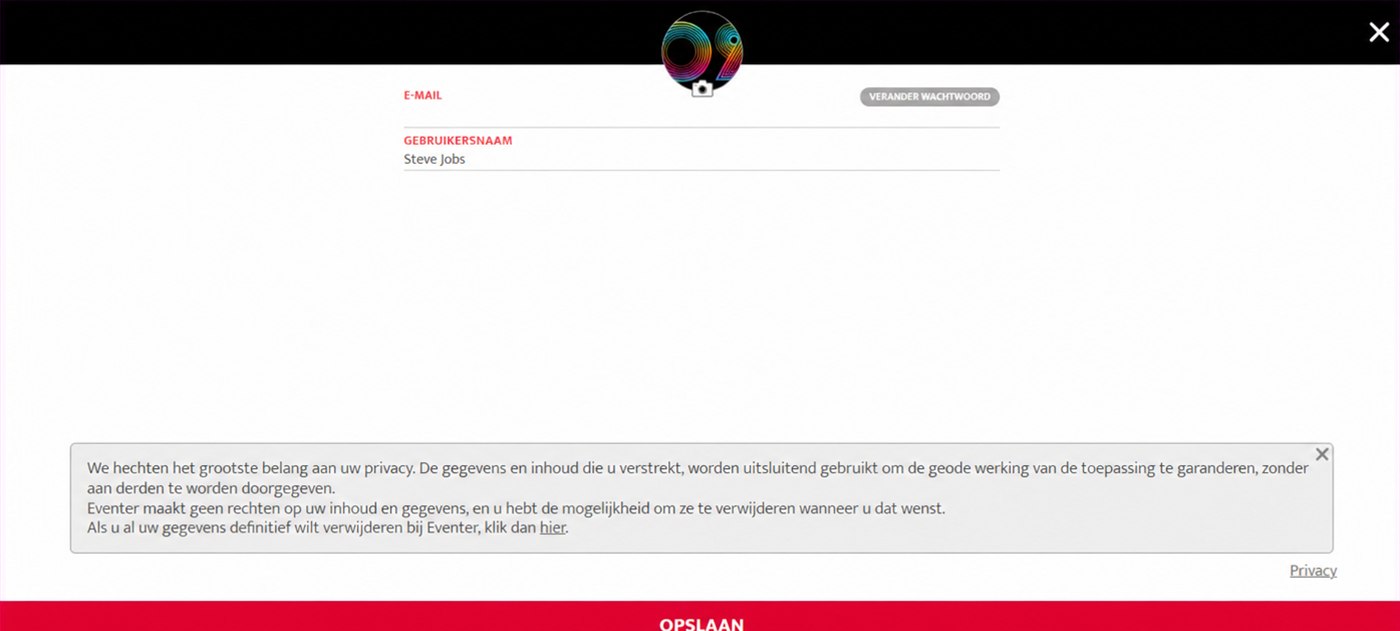 link om de gegevens te verwijderen