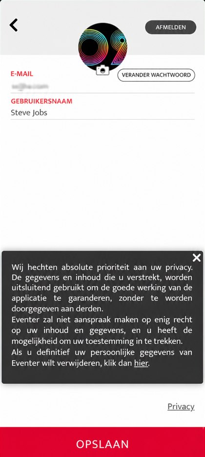 link om de gegevens te verwijderen
