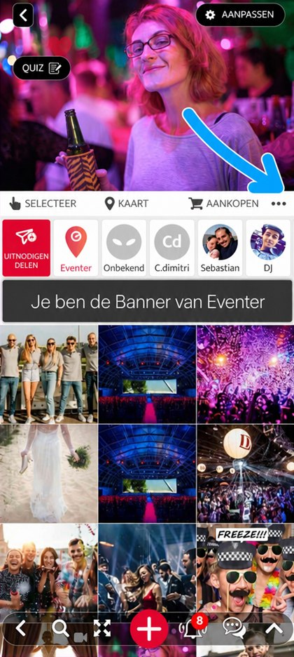 menu van het evenement