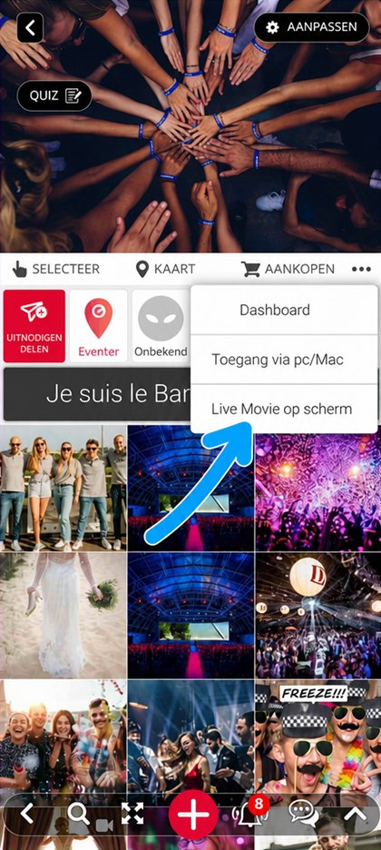 ingang live movie op scherm