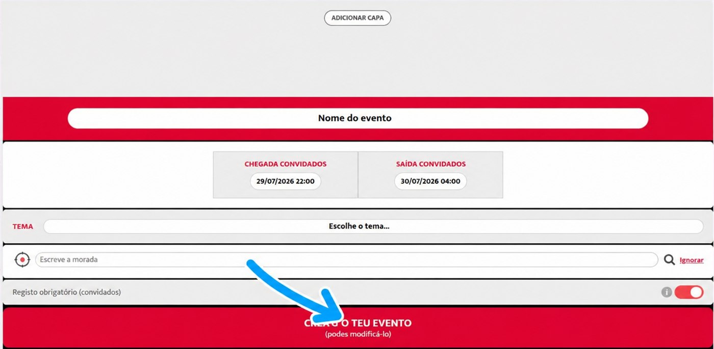 formulário de criação no computador