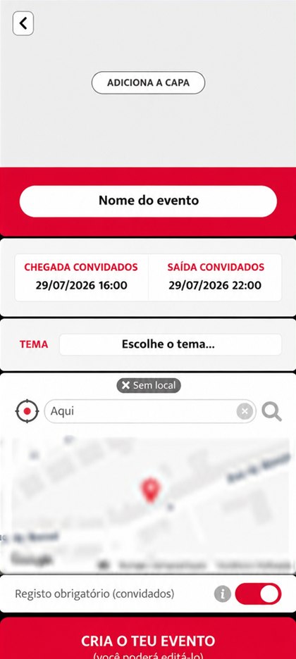 formulário de criação de evento
