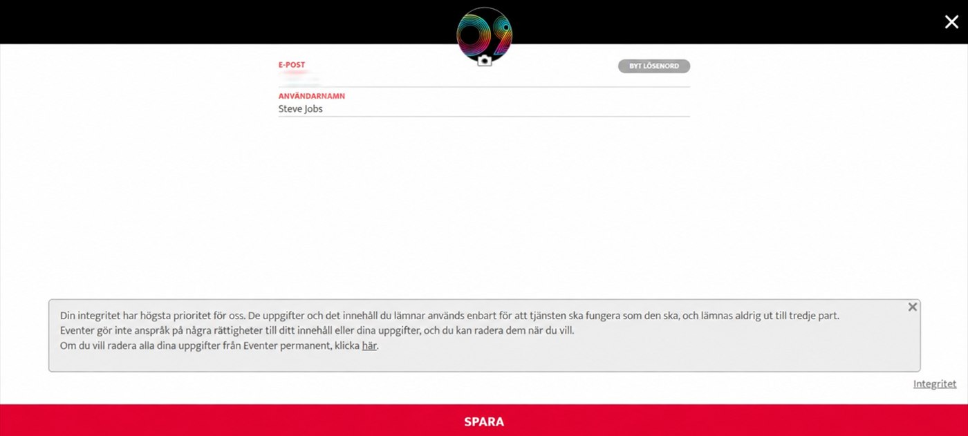 länken för att radera uppgifterna