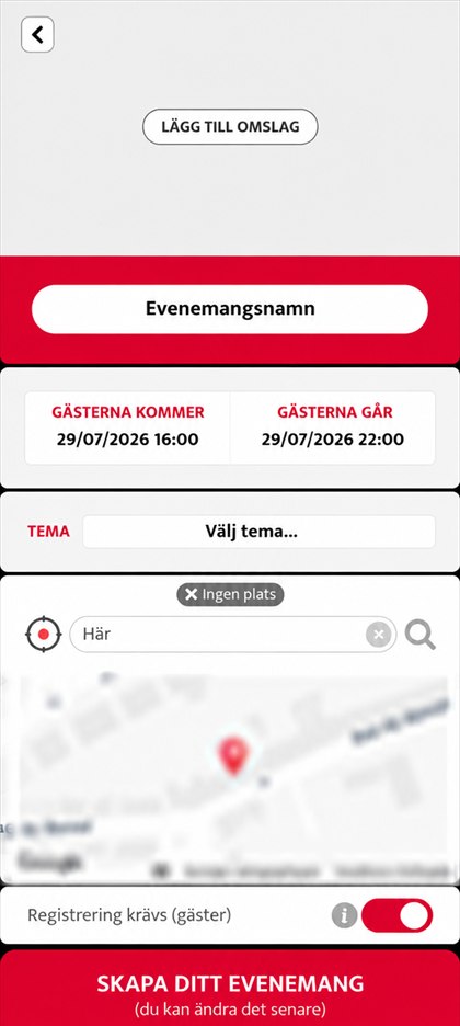 formulär för att skapa ett evenemang