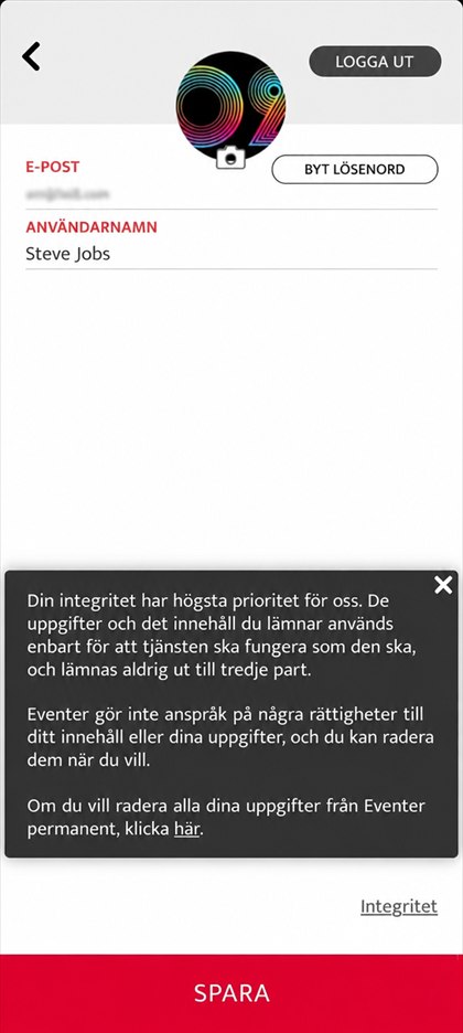 länken för att radera uppgifterna